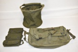 Military Water Bucket & 2 US Canvas Pouches