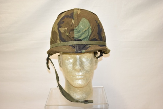 Vietnam US MI Helmet & Liner with Camo Cover