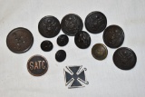 13 Assorted Military Pins & Buttons