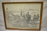 Australian Artillery Maneuver 1914 Framed Sketch