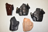 Five Leather Pistol Holsters