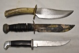 Three Fixed Blade Knives