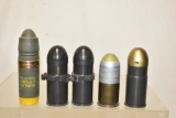 Five WWII 40MM  Deactivated Projectiles