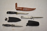 Three Knives with Leather Sheaths