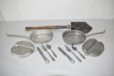 Military Folding Shovel & Two Cooking Dish Sets