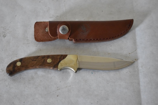 Wild Turkey Fixed Blade Knife & Leather Sheath