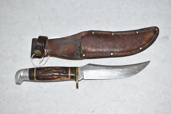 Western Fixed Blade Knife & Leather Sheath