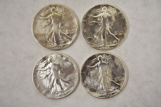 Four Walking Liberty Silver Half Dollar