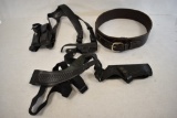 Leather Ammo Belt & Shoulder Holster.