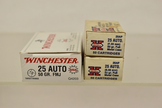 Ammo. 25 Auto. Approx 125 Rds.