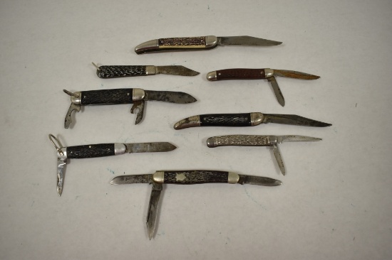Eight Folding Pocket Knives.