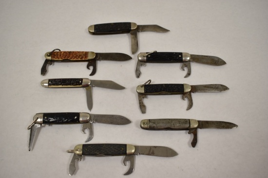 Eight Folding Blade Pocket Knives.