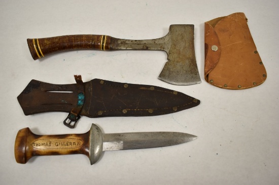 Hatchet & Handmade Fixed Blade Knife & Two Sheaths