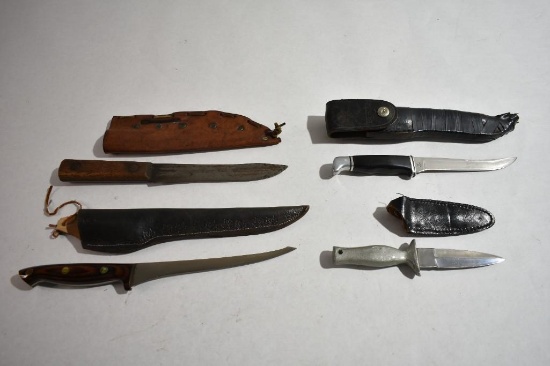 4 - Assorted Fixed Blade Knives with Sheaths