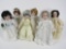 Lot of 6 Danbury Mint Wedding Dolls porcelain with hand painted porcelain faces.