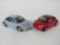 Lot of two Volkswagen New Beetle 1:24 scale diecast model Franklin Mint cars.