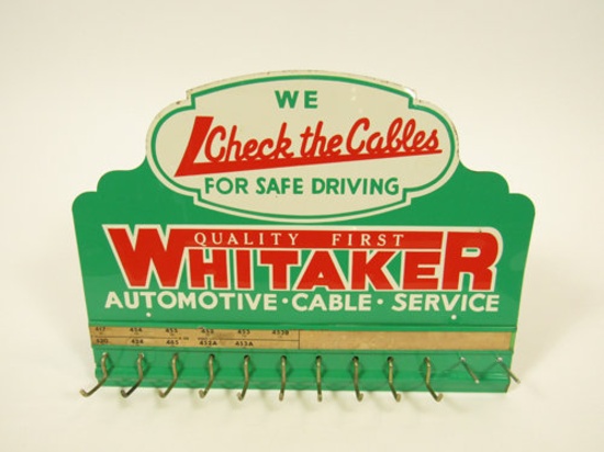 NOS 1950s Whitaker Automotive Cable Service single-sided embossed service station cable display.