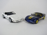 1983 Corvette and a 1998 Corvette Pace Car LE Franklin Mint 1:24 scale diecast models.