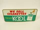 NOS vintage Kool Cigarettes tin sign with period cigarette pack graphic