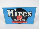 NOS 1930s Hires Root Beer single-sided tin fountain dispenser sign.