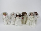 Lot of 6 Danbury Mint Wedding Dolls porcelain with hand painted porcelain faces.