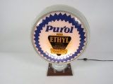 1930s Purol with Ethyl Gasoline metal bodied gas pump globe.