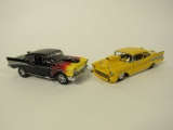 1957 Chevy Bel Air Hot Rod and a 1957 Chevy Pro Street Danbury Mint 1:24 scale diecast model cars.