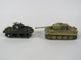 Minichamps Sherman M4A3 Tank and a PanzerKampfWagen VI Tiger 1 Tank Late Version 1:35 scale diecast