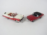 Danbury Mint 1967 Ford Mustand and a 1965 Ford Sunliner 1:24 scale diecast models.