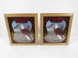 Lot of two NOS Old Milwaukee Beer Wild Life Series #2 American Bald Eagle glass tavern mirrors.