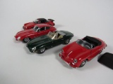 Lot of 2 Porsche and 2 Jaguar Franklin Mint 1:24 diecast scale model cars.