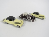 2 1937 Cord 812 Phaeton Coupes and a 1925 Hispano Suiza Kellner diecast models.