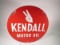 Circa 1960s Kendall Motor Oil double-sided tin automotive garage sign with finger logo.