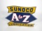 Reproduction - Stylish Sunoco A to Z Lubrication single-sided die-cut porcelain sign.