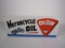 Reproduction - Oilzum Motor Oil single-sided porcelain sign with motorcycle graphic.