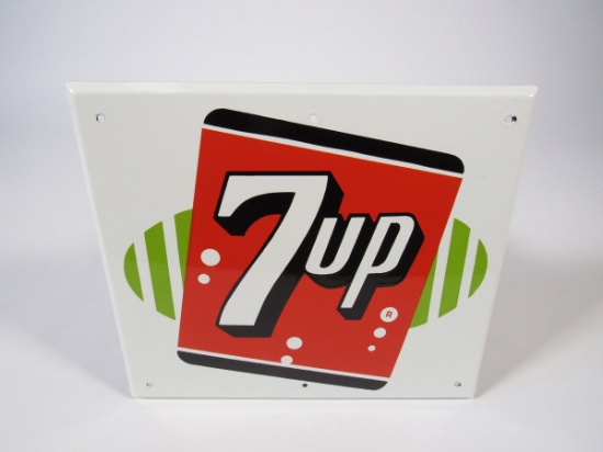 NOS 1950s 7-up Soda single-sided porcelain sign with logo.