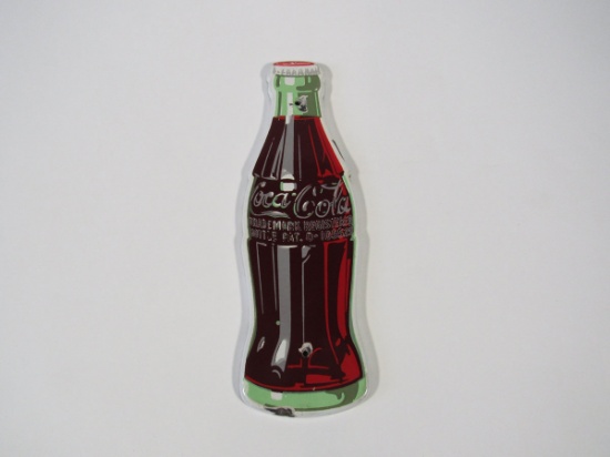 Sharp 1930s Coca-Cola die-cut five-color porcelain bottle sign.