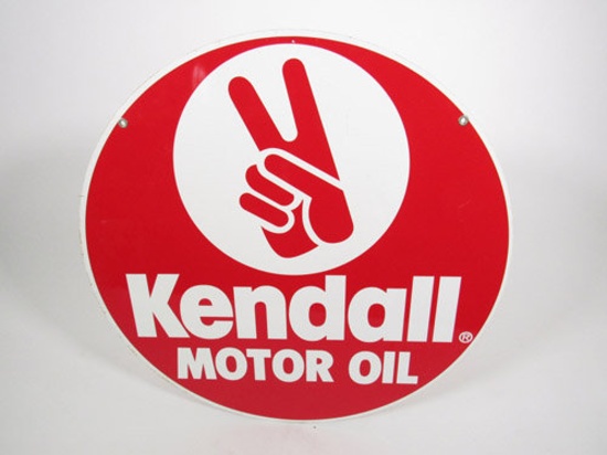 NOS Kendall Motor Oil double-sided tin automotive garage sign.