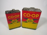 Lot consisting of two 1950s Co-Op Motor Oil tins (one-gallon and two-gallon).