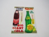 Lot of two NOS early 1960s Soda store window thermometers for Quiky and Big Giant Soda.