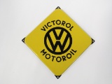 Vintage Volkswagen Victorol Motor Oil single-sided porcelain sign.