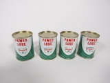 Lot of four NOS late 1950s-early 60s Sinclair Power Lube 4-ounce tins with dino graphics.