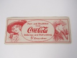 Killer 1912 Coca-Cola Pure and Healthful 5-cents Everywhere ink blotter with period lady/gent art.