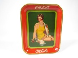 Gorgeous 1929 Coca-Cola metal serving tray with elegant model in swim suit.