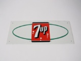NOS 1950s 7-Up Soda single-sided tin sign with period logo.