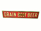 Choice NOS 1930s Grain Belt Golden Beer single-sided embossed tin tavern sign.