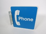 Vintage Telephone double-sided tin sign.