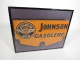 Desirable 1920s-30s Johnson Gasolene cardboard radiator protector promotional sign.