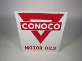 Sharp 1950s Conoco Motor Oil double-sided porcelain service station sign