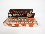Awesome 1960s Fire Crown Spark Plugs automotive garage countertop display still full and unused.